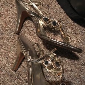 Gold Sandals. Size 10 with Rhinestones